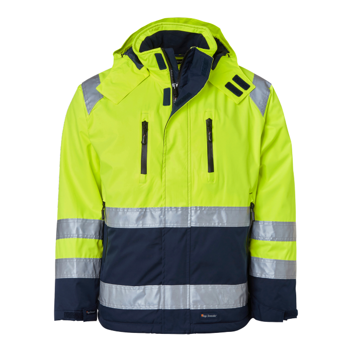 122 Vinterjakke varsel, gul/marineblå Str. XL