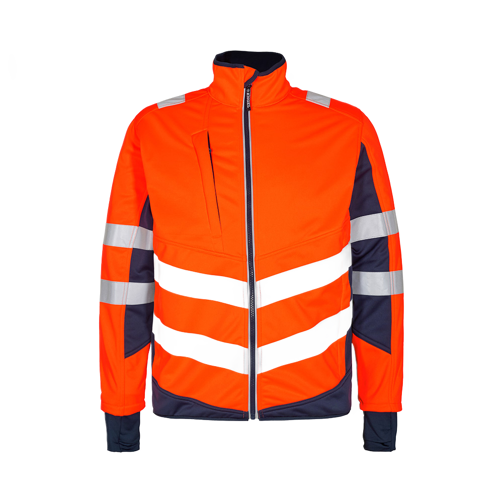 softshelljakke 1158, EN 20471 klasse 2, oransje/marine, XL