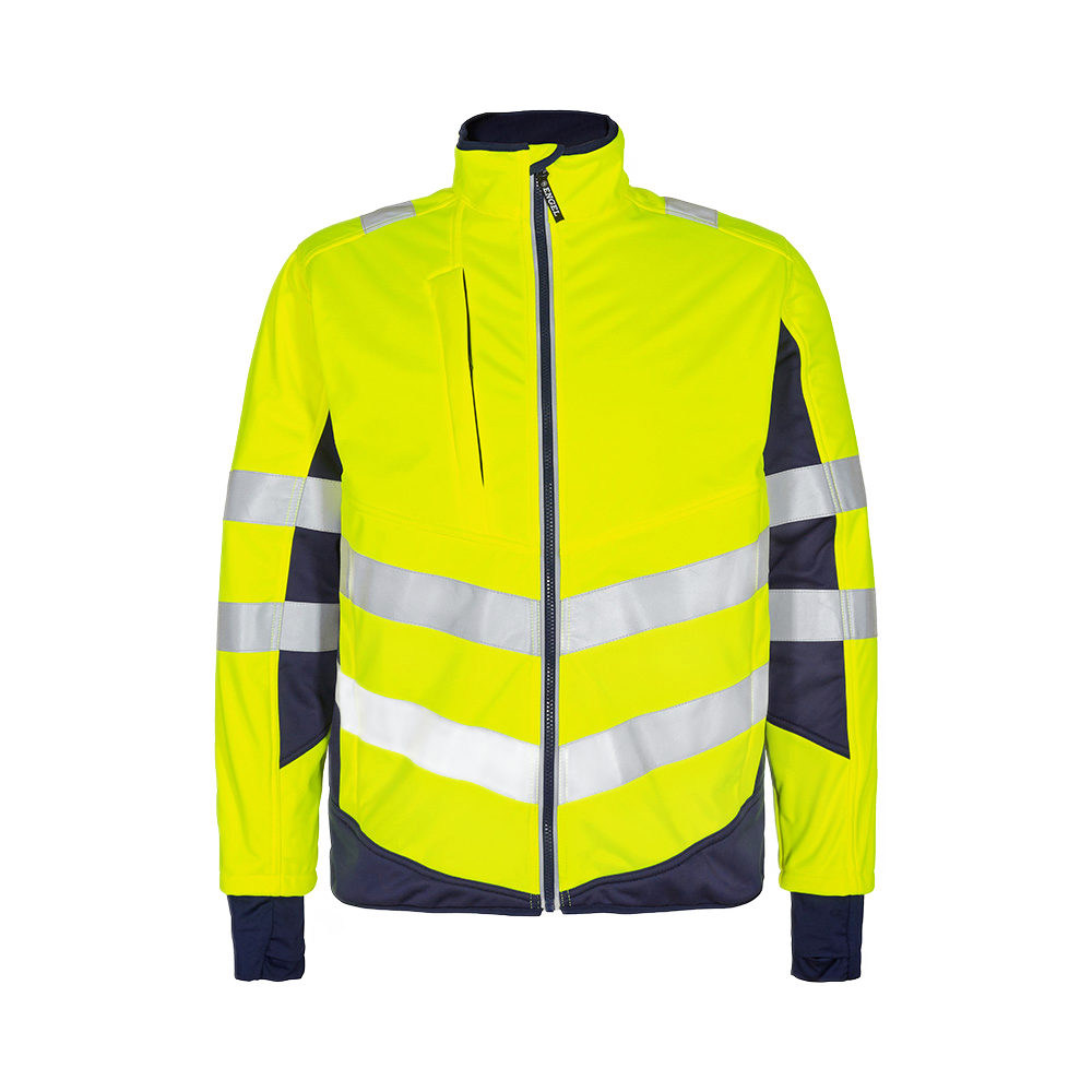 softshelljakke 1158, EN 20471 klasse 2, gul/marine, størrelse XL