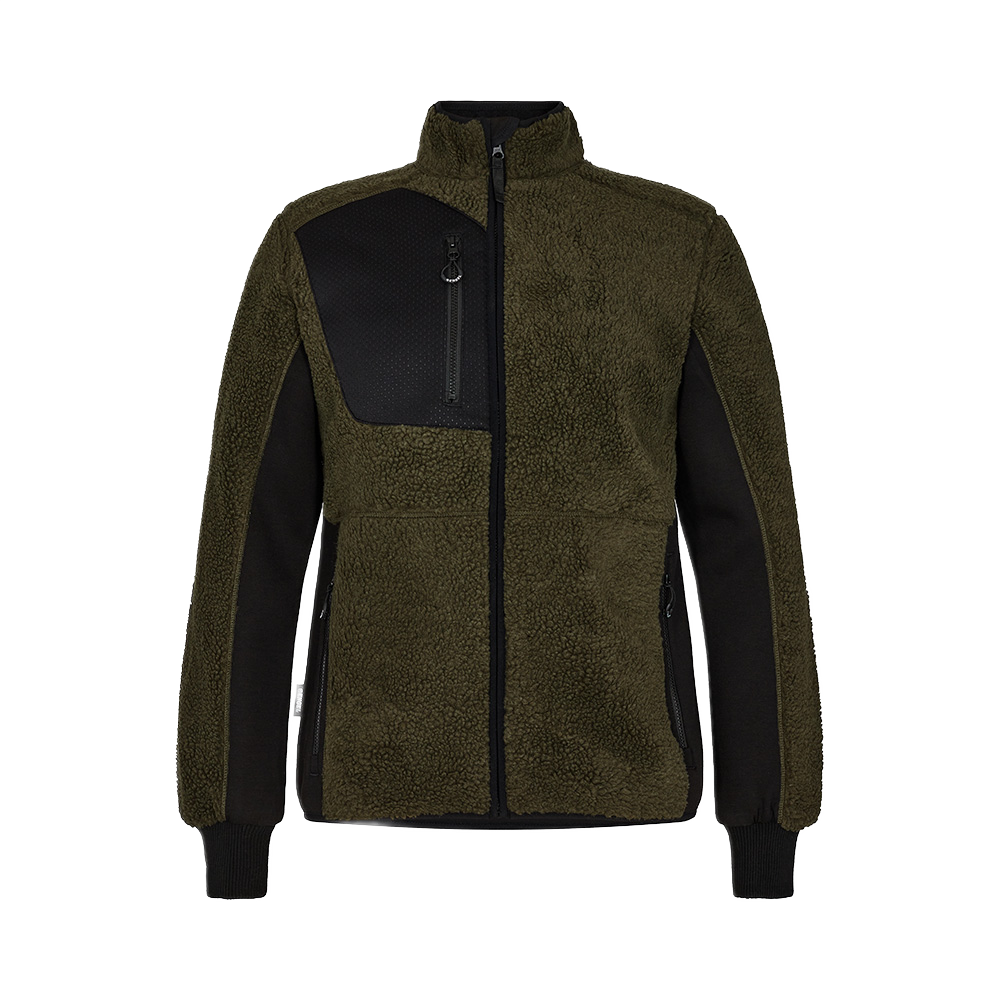 X-treme fiberjakke 1362, med glidelås, grønn/svart, størrelse XS