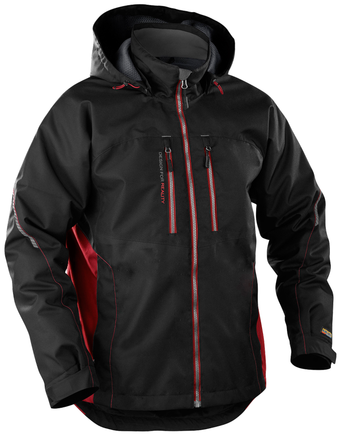 Lett fôret vinterjakke sort/rød