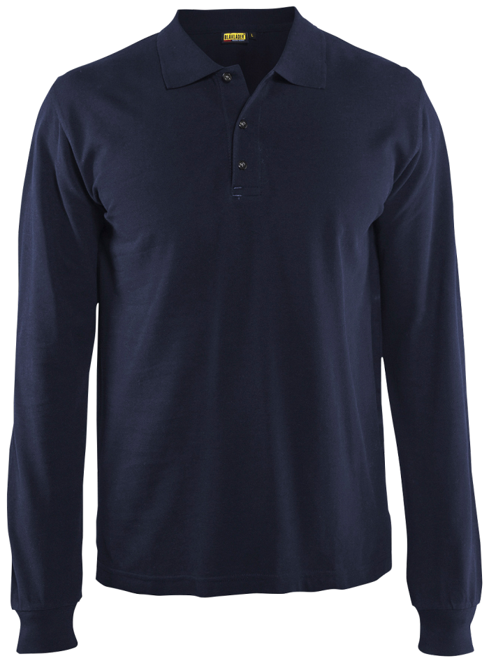 Langermet poloskjorte marineblå