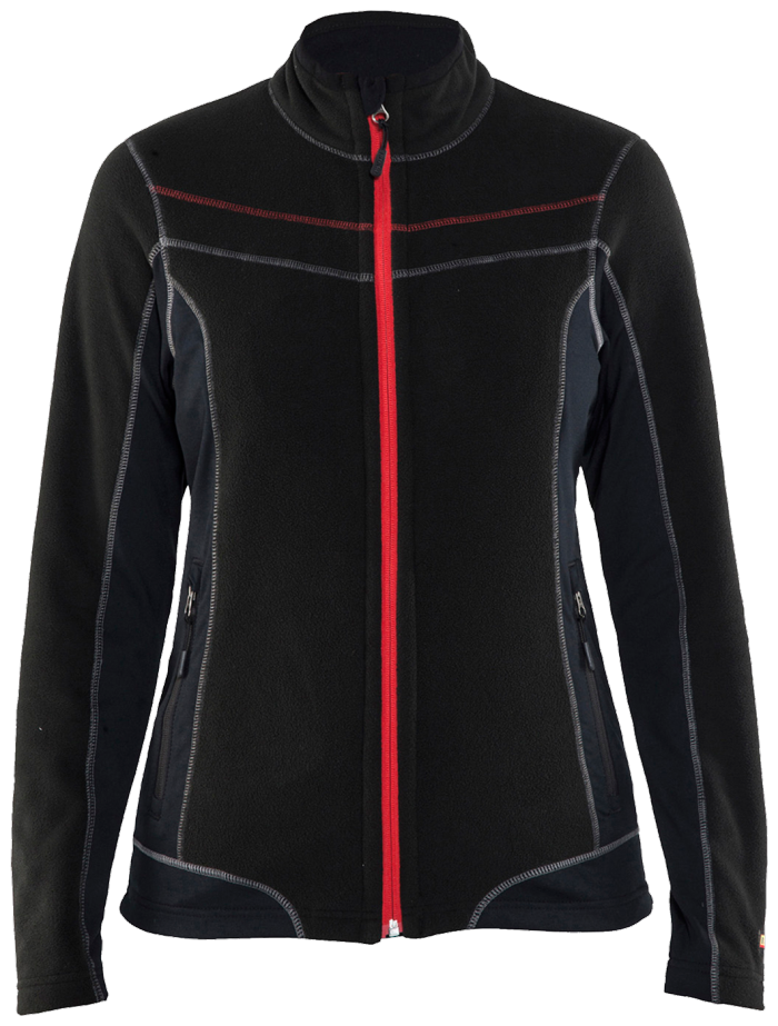 Mikrofleecejakke for kvinner Svart/Rød