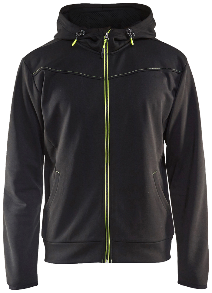 Blåkläder hettegenser 33632526, hel glidelås, svart/gul, 4XL