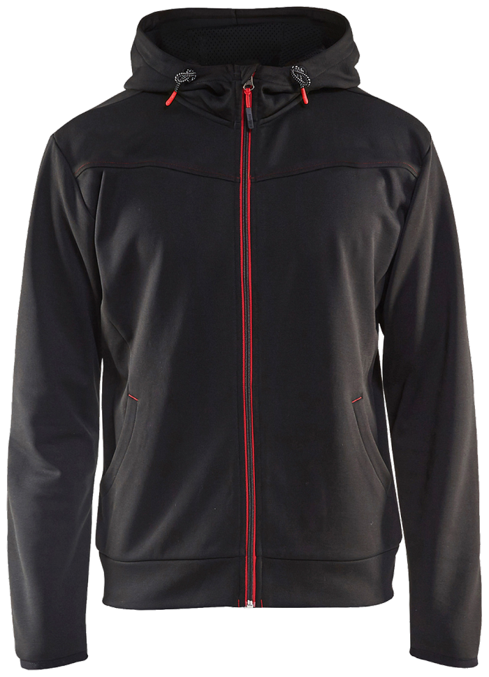 Blåkläder hettegenser 33632526, hel glidelås, sort/rød, 3XL