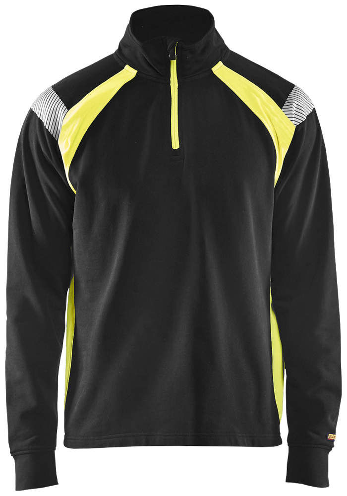 Genser halv glidelås Svart/Høy