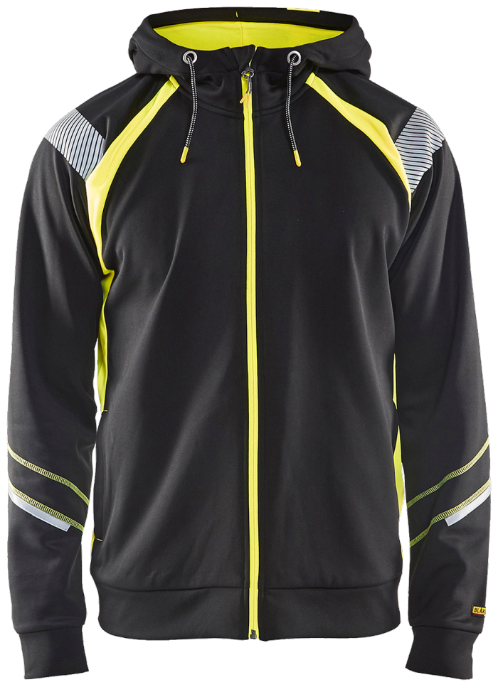 Blåkläder hettegenser 34331158, hel glidelås, sort/gul, 2XL