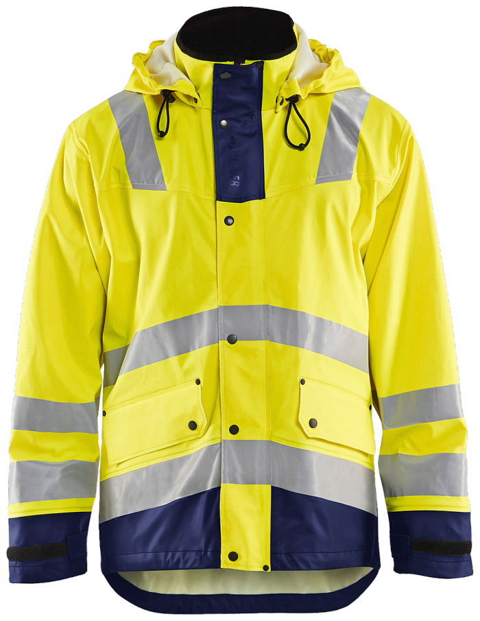 Regnjakke nivå 2 høy vis gul