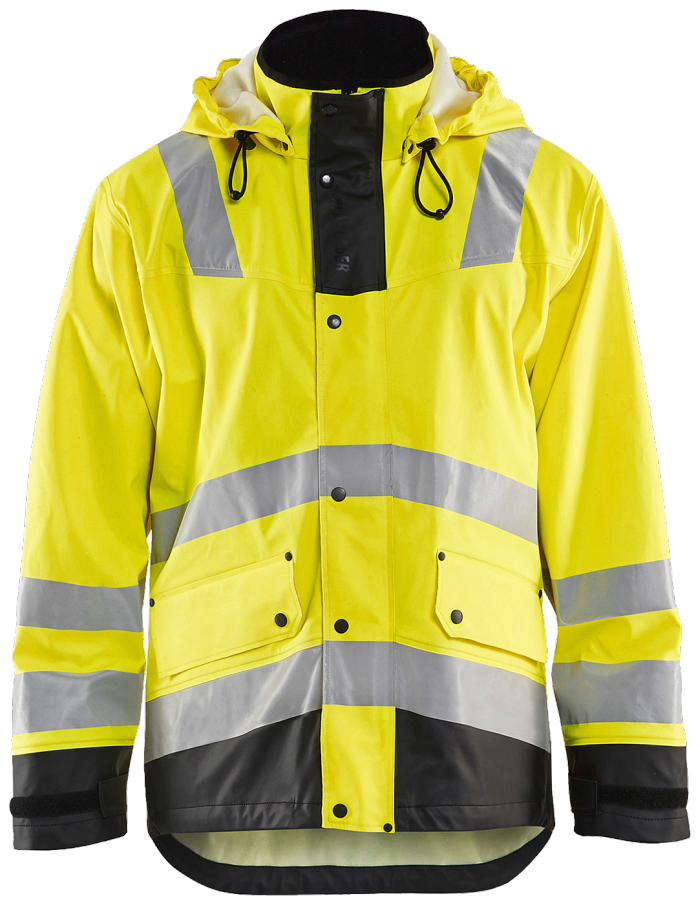 Regnjakke nivå 2 høy vis gul