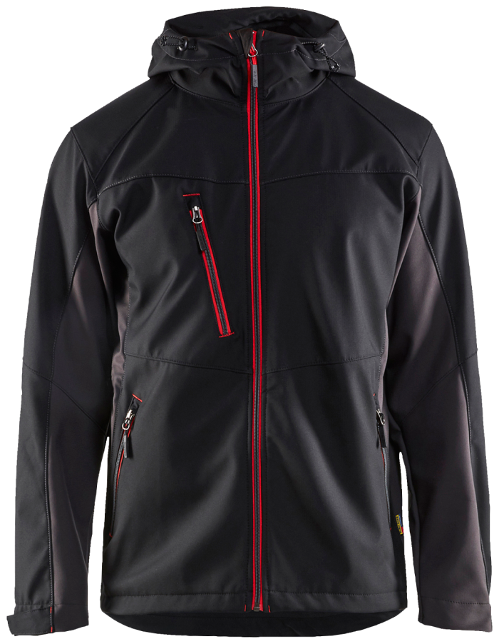 Softshelljakke med hette Sort