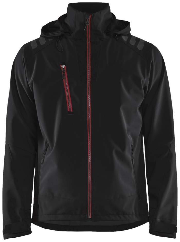 Softshelljakke Sort/Rød XXXL