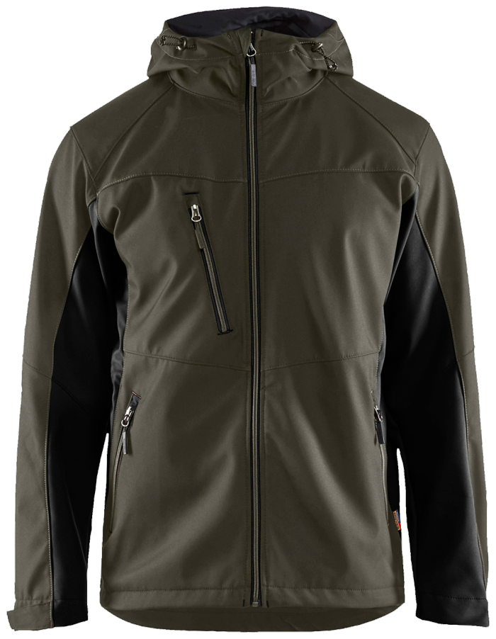 Softshelljakke med hette Oliven