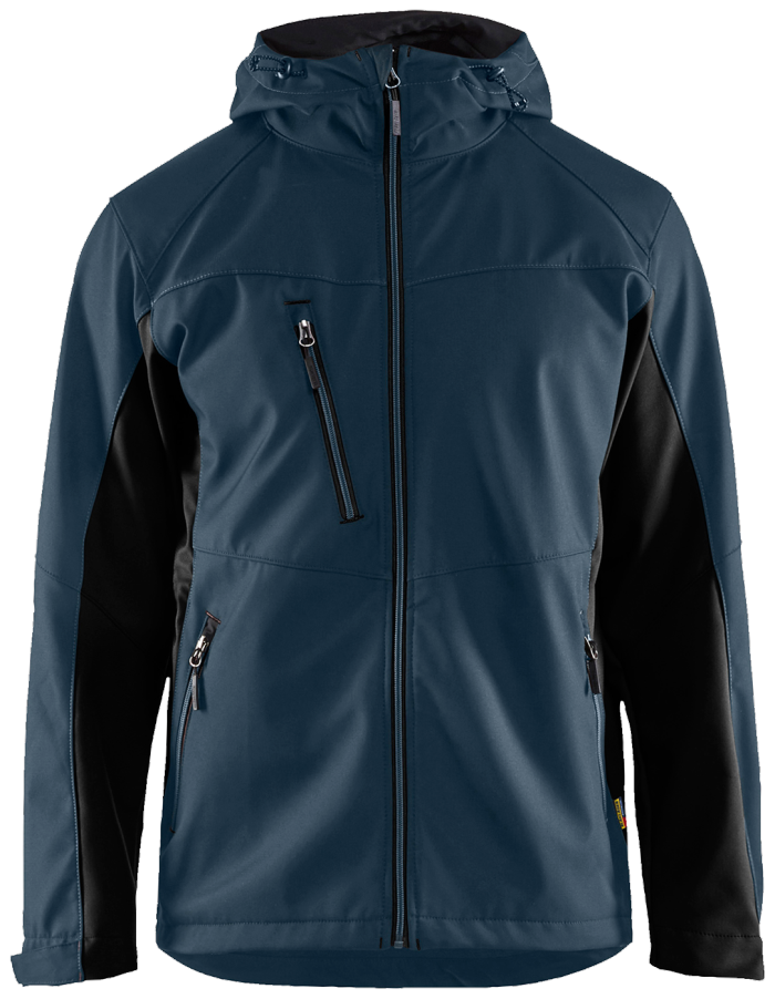 Softshelljakke med hette Mørk