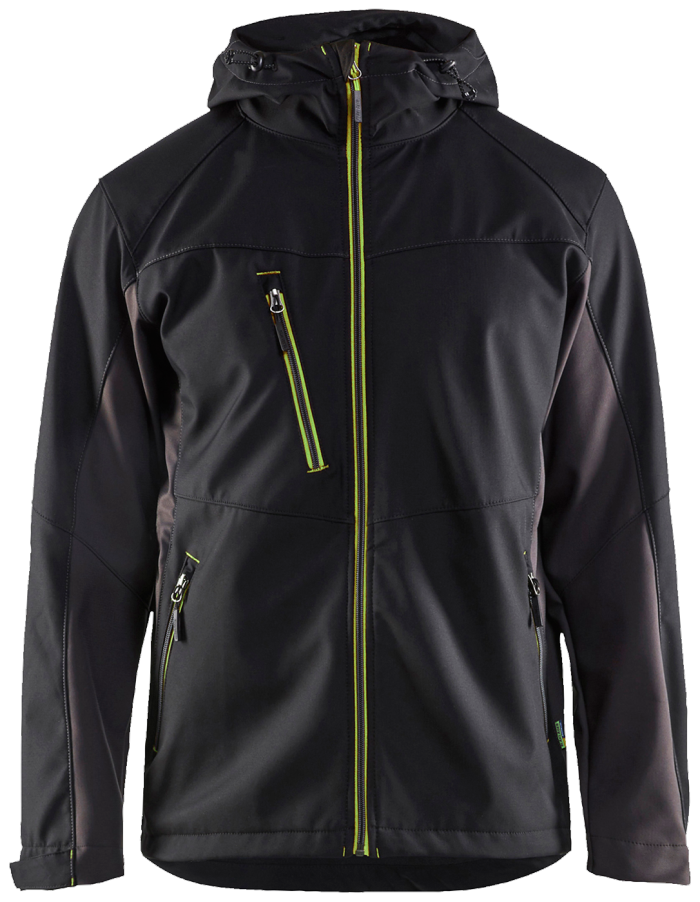 Softshelljakke med hette Sort