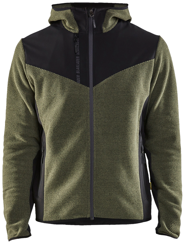 Strikket jakke, Grønn/Sort 3XL