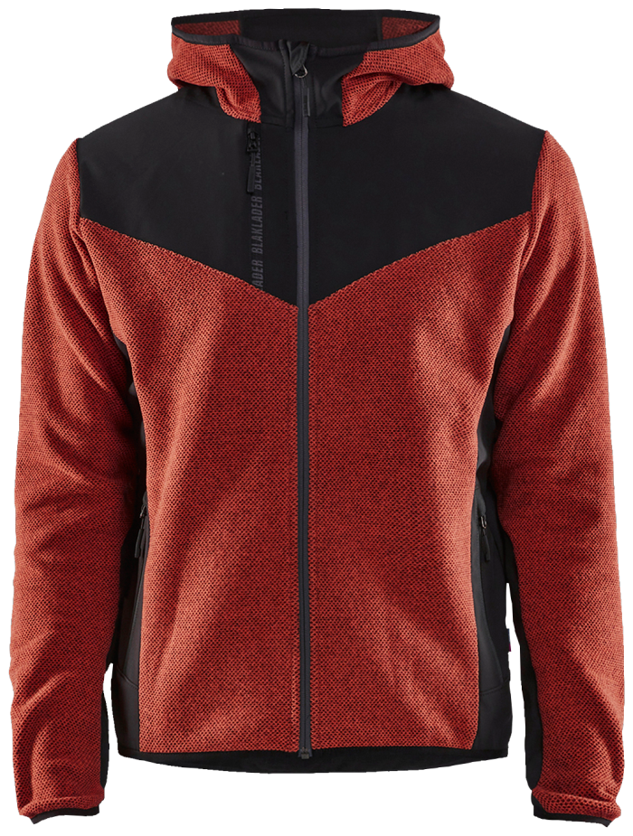 Strikket jakke, rød/svart S