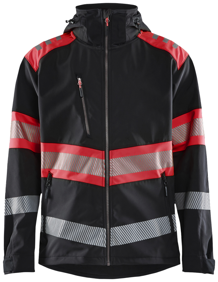 Blåkläder softshelljakke 44942513 High-Vis kl1 svart/rød, str. M