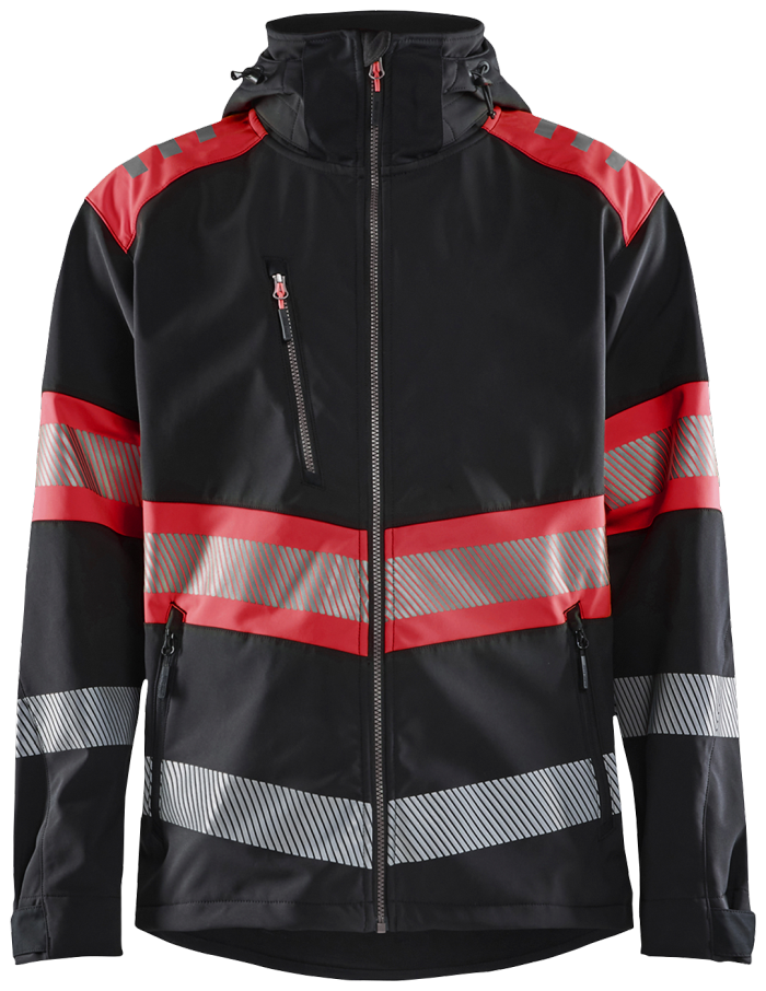 Blåkläder softshell-jakke 44942513 High-Vis kl1 svart/rød, str.