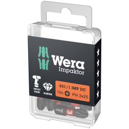Wera Impaktor PH Bits – Overlegen Slitestyrke (PH 1-3, 10 stk), 1 Boks, SWE-247
