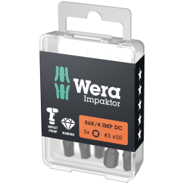 Wera Impaktor Bits – Overlegen Slitestyrke  (5 stk, #2 og #3, 50 mm), 1 Boks, SWE-350