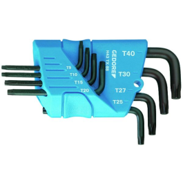 Gedore Blue Line Skrutrekkersett med sveiv, Torx T7-T45, 8-9 Stykk, SGD-165