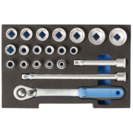 Gedore Blue Line Sokkelsett 1/2 tommer og 1/4 tommer i L-Boxx 136-modul, SGD-286