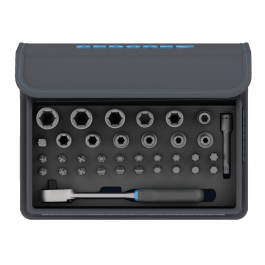 Gedore Blue Line, TC 666-MU-20, 35-stk bitboks med skralle, 1/4 tomme, 1 sett, SGD-3085015
