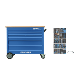 Gedore Blue Line, 1507 XL-TS-308, Mobil arbeidsbenk med 308-stk verktøysortiment, 1 sett, SGD-3100065