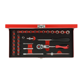 Gedore Red Line, R49044033, 33-stk stikkontaktsett, størrelse 4-13 mm, 1 sett, SGD-3300004