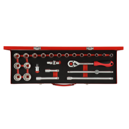 Gedore Red Line, R69004024, 24-stk stikkontaktsett 1/2 tomme, størrelse 10-32 mm, 1 sett, SGD-3300006