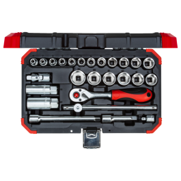 Gedore Red Line, R59003026, 26-stk stikkontaktsett 3/8 tommer, størrelse 6-24 mm, 1 sett, SGD-3300053