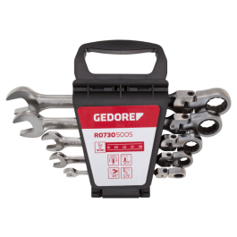 Gedore Red Line, R07305005, 5-stk Flex kombinasjon skrallenøkkelsett 8-19 mm, 1 sett, SGD-3300890