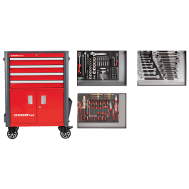 Gedore Red Line, R22041004, 129-stk verktøysett i T Trolley Wingman, rød, 1 sett, SGD-3301689