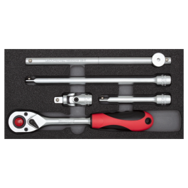 Gedore Red Line, R22150008, 5-stk sokkelsett 1/2 tommer 2/6 Ct-modul, 1 sett, SGD-3301707