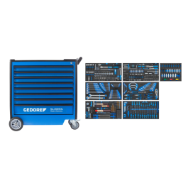 Gedore Blue Line Werkzeugwagen mit PKW-Sortiment, 1 Eske, SGD-3458946
