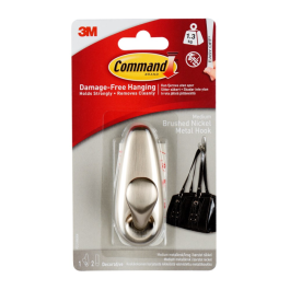 3M Command Mediummetallkrok – Børstet Nikkel, Sterk Holdbarhet (3M7100119037, 1 Eske)