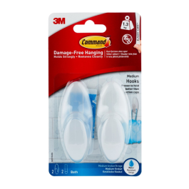 3M Baderomskroker Medium – Sterk, Enkel Montering (3M7100119056, 1 Eske)