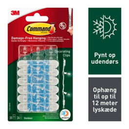 3M Command Utendørs Dekorasjon Klips – Sikker Festing (3M7100119115, 1 Eske)