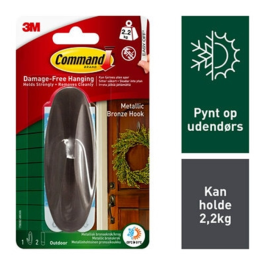 3M Command Utendørs Krok – UV-bestandig, Vannavstøtende (3M7100134376, 1 Eske)