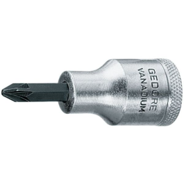 Gedore Blue Line 1/2-tommers PZ-skrutrekkerbitssokler, størrelser PZ 2-4, 1 Stykk, SGD-355
