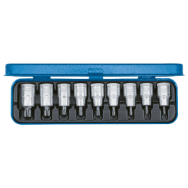 Gedore Blue Line, ITX 19 PM, 9-delers skrutrekkerbitsokkelsett, 1/2 tomme, Torx T20-60, 1 sett, SGD-6158970