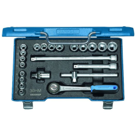 Gedore Blue Line 22-Stykk 3/8 tommers sokkelsett, sekskant- og UD-profil, 6-22 mm, SGD-710