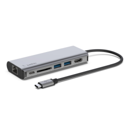 Belkin USB-C 6-i-1 Multiport Adapter – Utvid USB-C-porten (BEL69070, 1 Eske)
