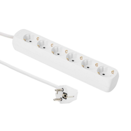 MicroConnect 6-veis Schuko Strømuttak 1-5m Hvit, 1 Stykk, SEN-382