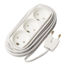 MicroConnect 3-veis dansk stikkontakt strømfordeler 5m, 1 Stykk, SEN-373