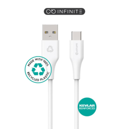 eSTUFF INFINITE Super Soft USB-C til USB-A-kabel - 100 % resirkulert PVC-fri plast (1m & 2m), 1 Stykk, SEN-011
