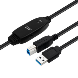 MicroConnect Aktiv USB 3.2 Gen 1 A-B 7-10m M-M, Svart, 1 Stykk, SEN-407