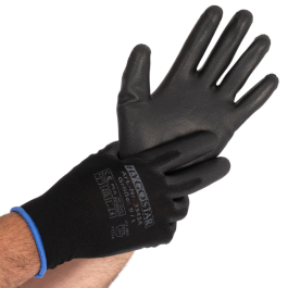 Hygostar Finstrikkede hansker Black Ace Touch | PU-belegg, 10 x 12 par, SFM-0691P