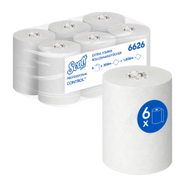Kimberly Clark Scott Control Extra Sterke håndklær 6626, 1-lags, rull, FSC-Mix, hvit, 1 x 6 Stykk, SFM-TK6626
