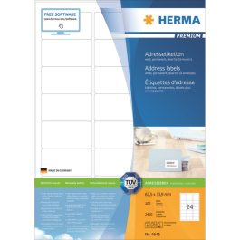HERMA Premium Adressetiketter – Ekstra Sterke, Miljøvennlige (HER4645, 1 Eske)